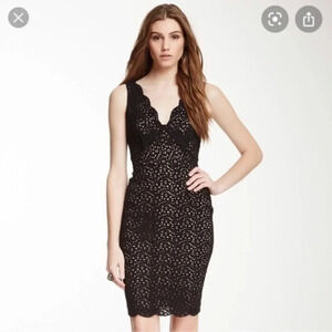 BCBGMAXAZRIA Gothic Punk Whimsical Lynnette Black & Tan Cocktail Dress Size 8 M